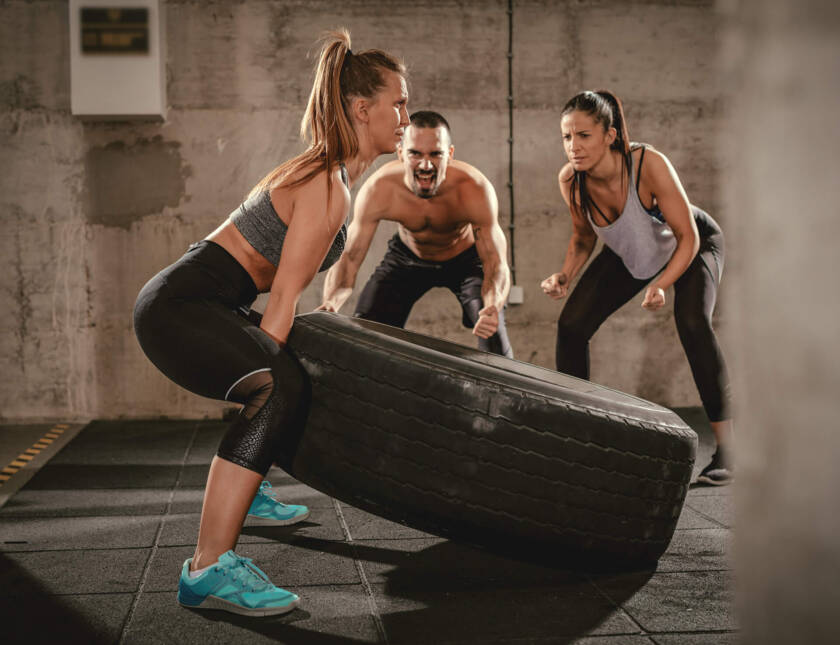 Training in a bright gym space